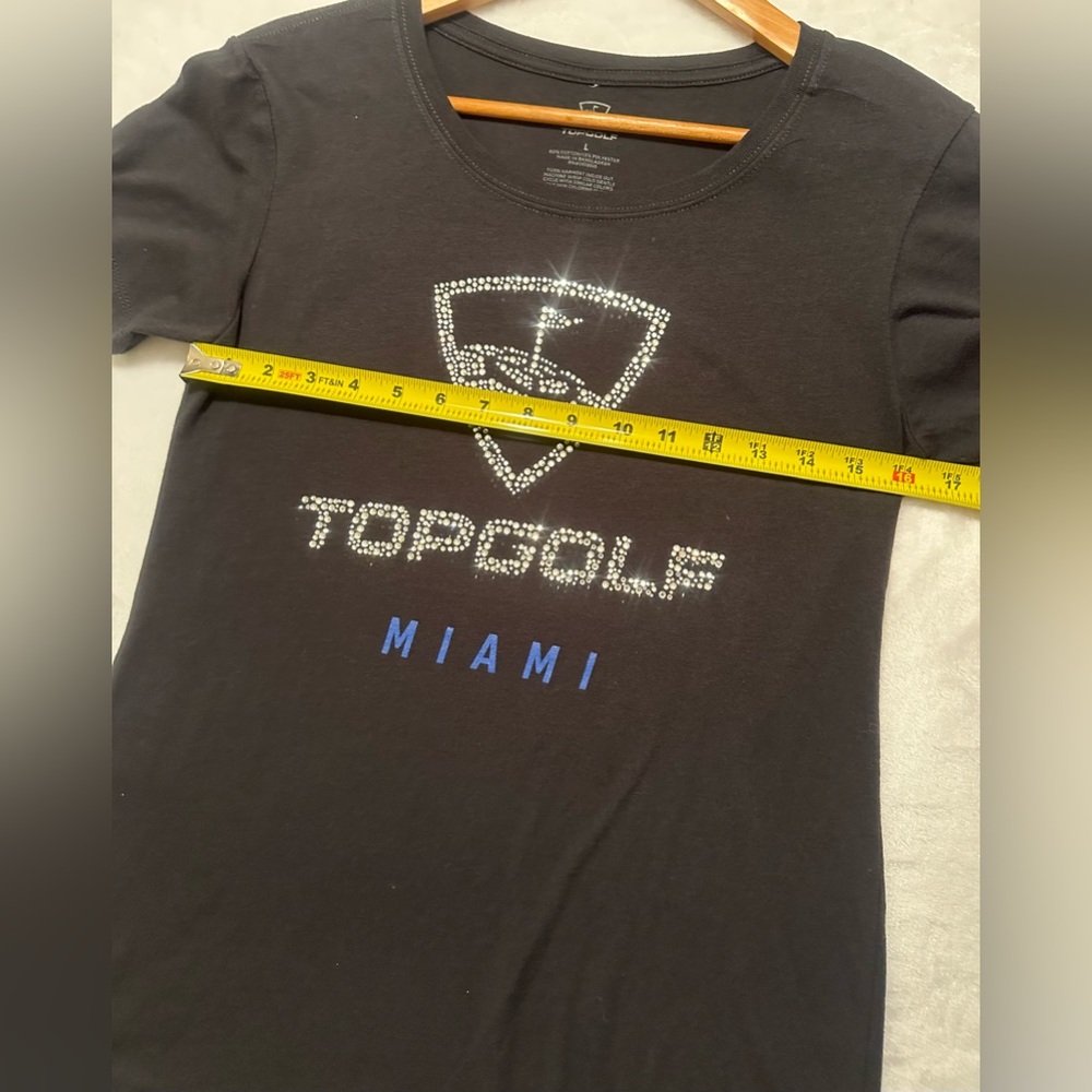 Top Golf Miami Women’s Large Black Tshirt. Rhinestone Detail. Beautiful Bling! View 4